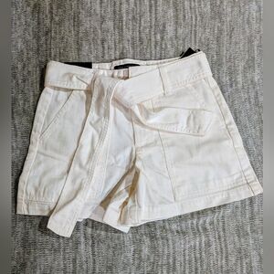 Banana Republic Women's White Cotton Self Tie Denim Jean Shorts Petite 00 NWT